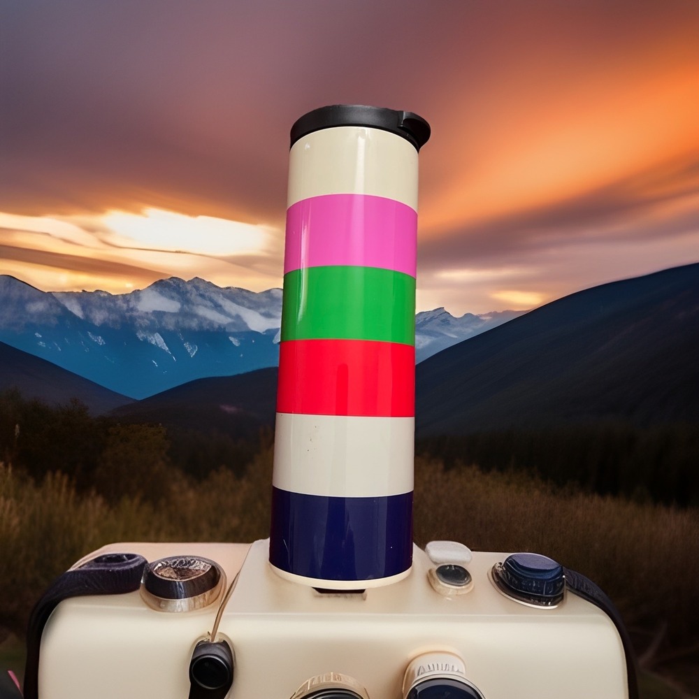 Kate Spade Lenox Striped Pink Blue Green ALL IN GOOD TASTE Travel Tumbler/Mug